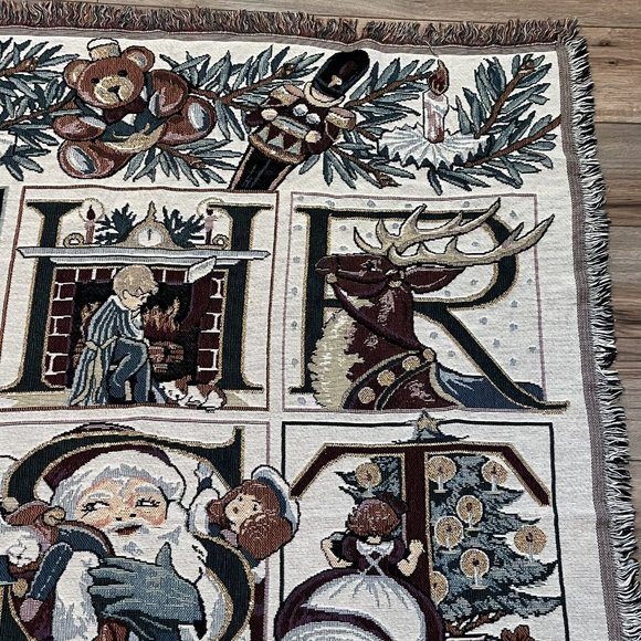 Christmas Holiday Woven Throw Tapestry Blanket 55x67 inch Santa Religious - Picture 3 of 7